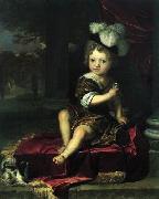 Carel de Moor Portrait of a child with a tit oil painting
